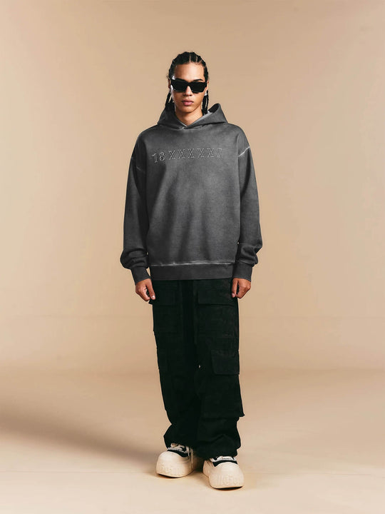 1807 Angel Printed Washed Ash Hoodie | Face 3 Face