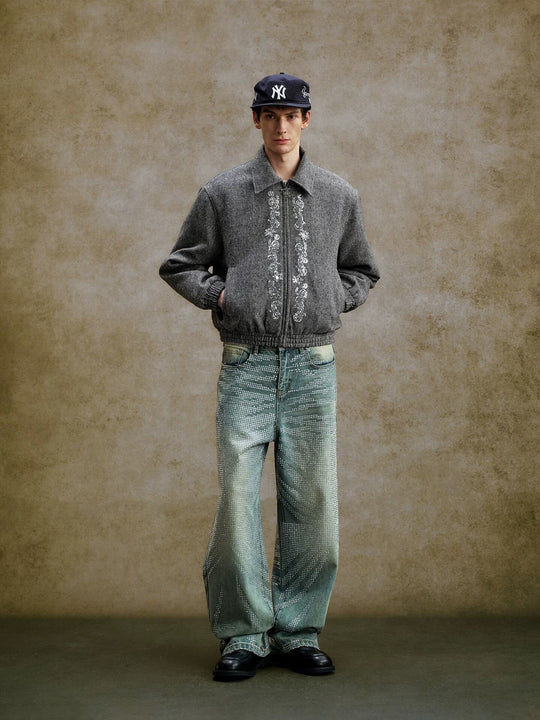 YADcrew Jeweled Rhinestone Whisker Washed Jeans | Face 3 Face