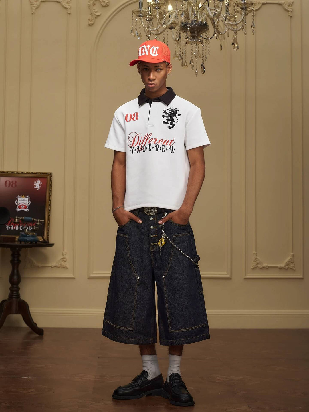 YADcrew Double Knee Denim Baggy Below Knee Shorts | Face 3 Face