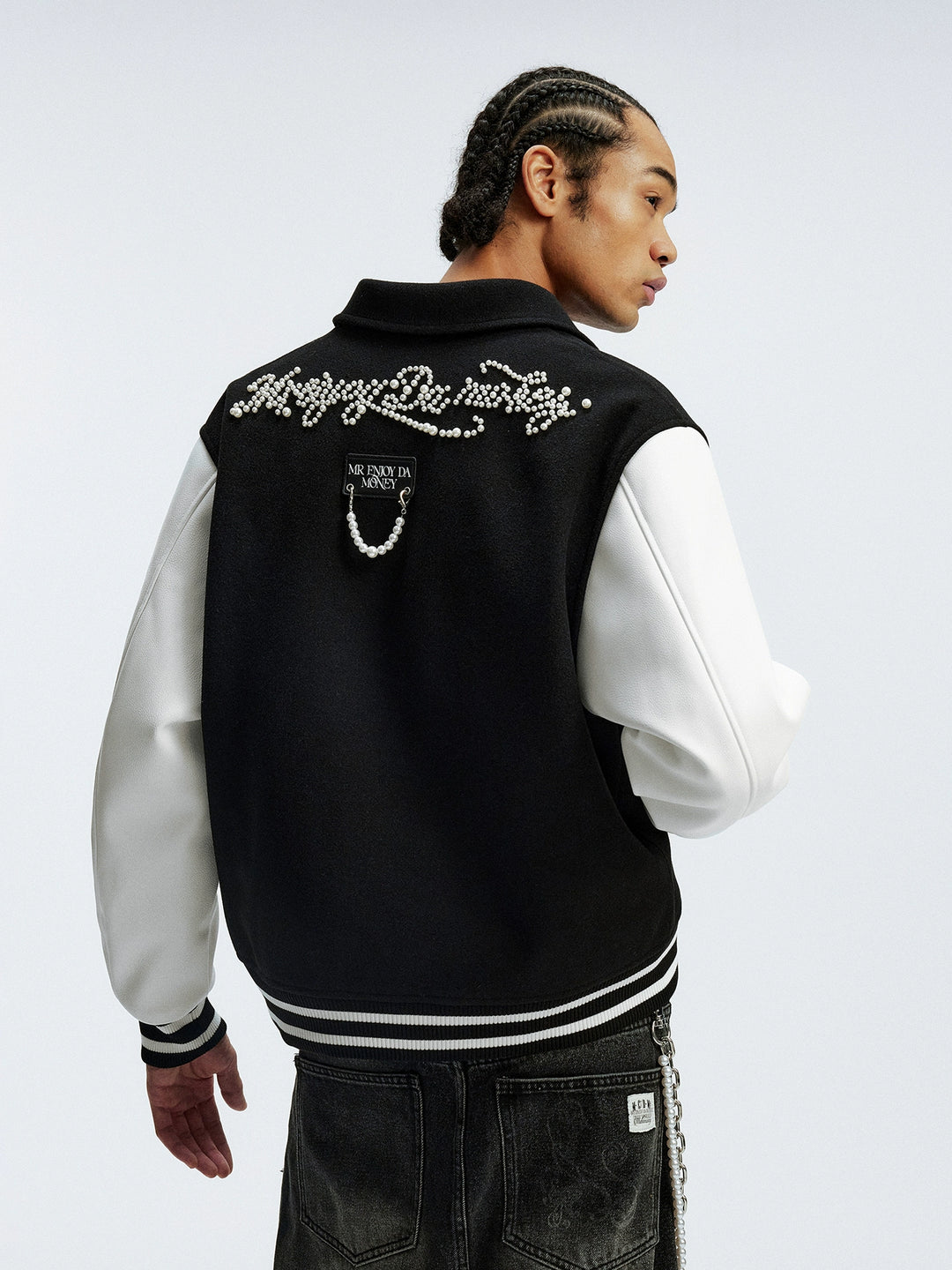 MEDM Pearl Logo Color Block Varsity Jacket | Face 3 Face