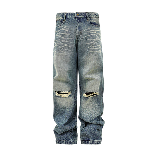 ANTIDOTE Washed Slash Ripped Denim Jeans