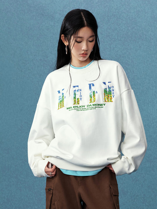 MEDM Blue Sky & Small Grass Embroidered Logo Sweatshirt | Face 3 Face