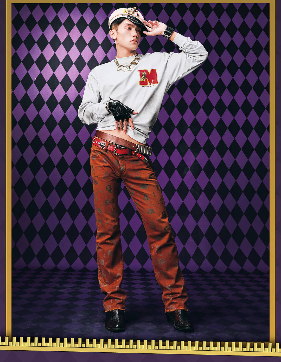 MEDM × JOJO Washed Distressed Character Print Long Sleeve Tee | Face 3 Face