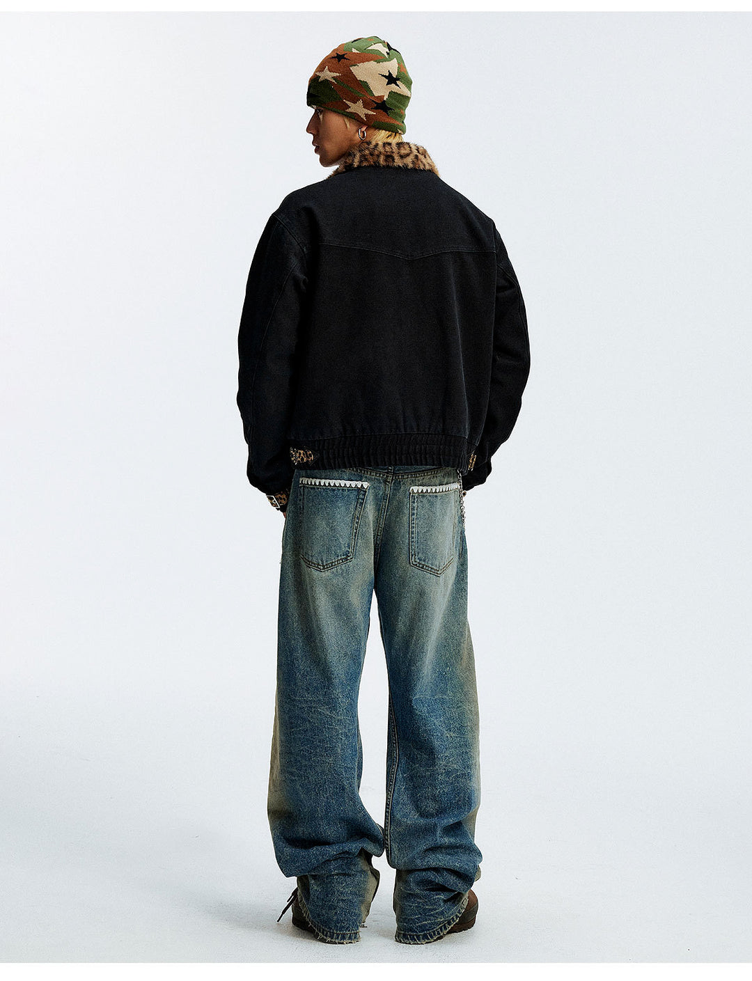 MEDM Leopard Collar Belted Work Jacket | Face 3 Face