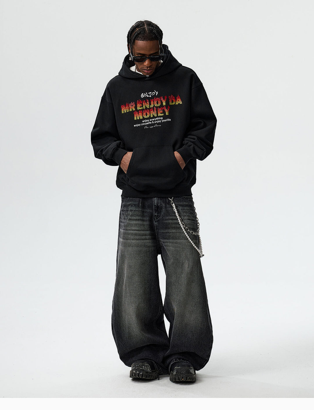 MEDM Flame Rhinestone Embellished Hoodie | Face 3 Face