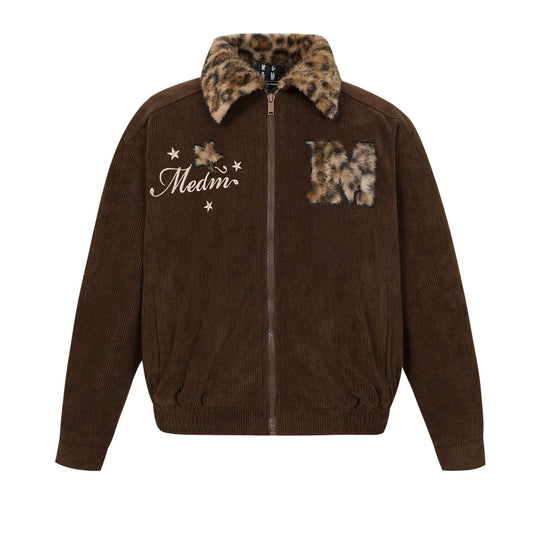 MEDM Leopard Fur Collar Corduroy Jacket | Face 3 Face