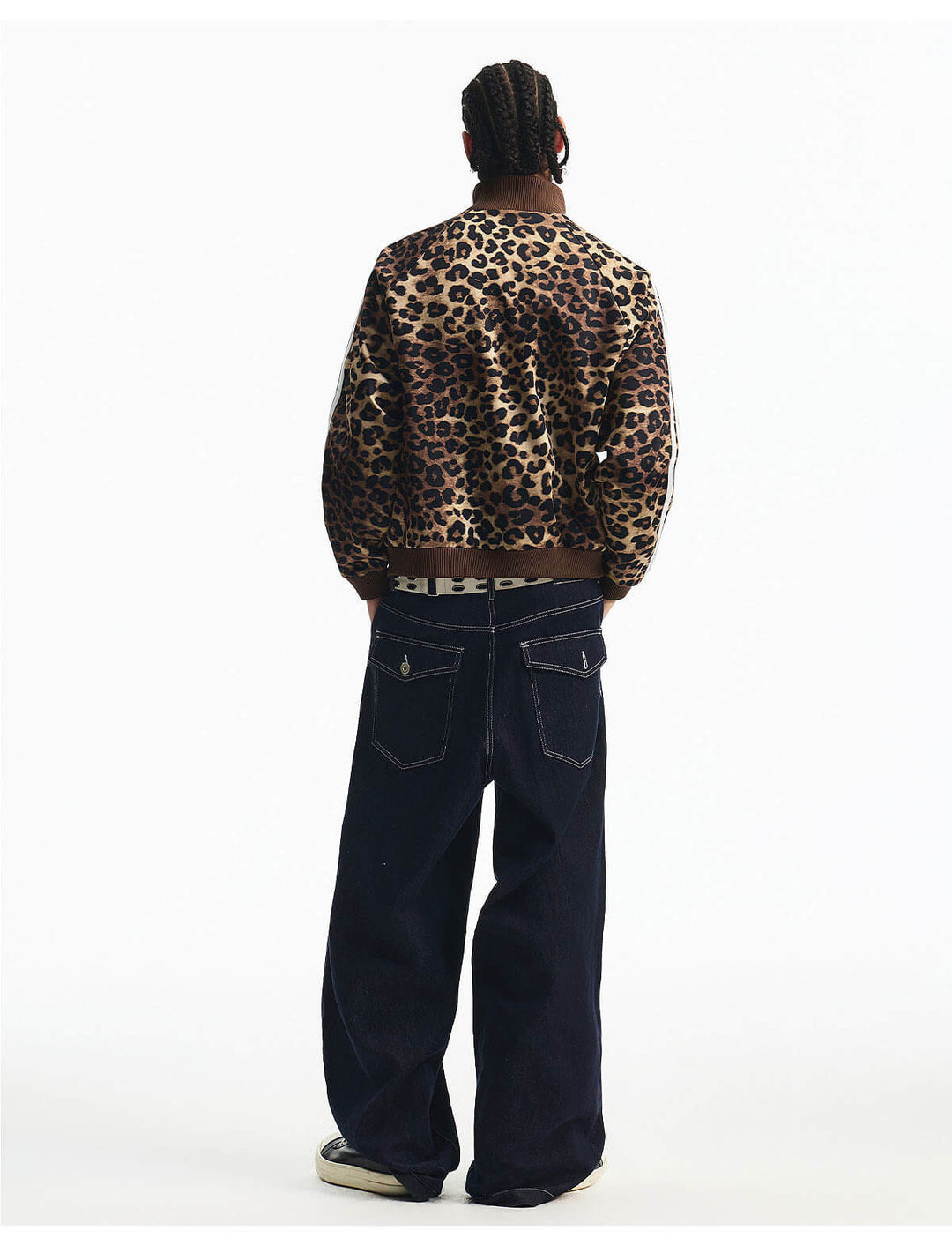 MEDM Leopard Print Stripe Sleeve Track Jacket | Face 3 Face