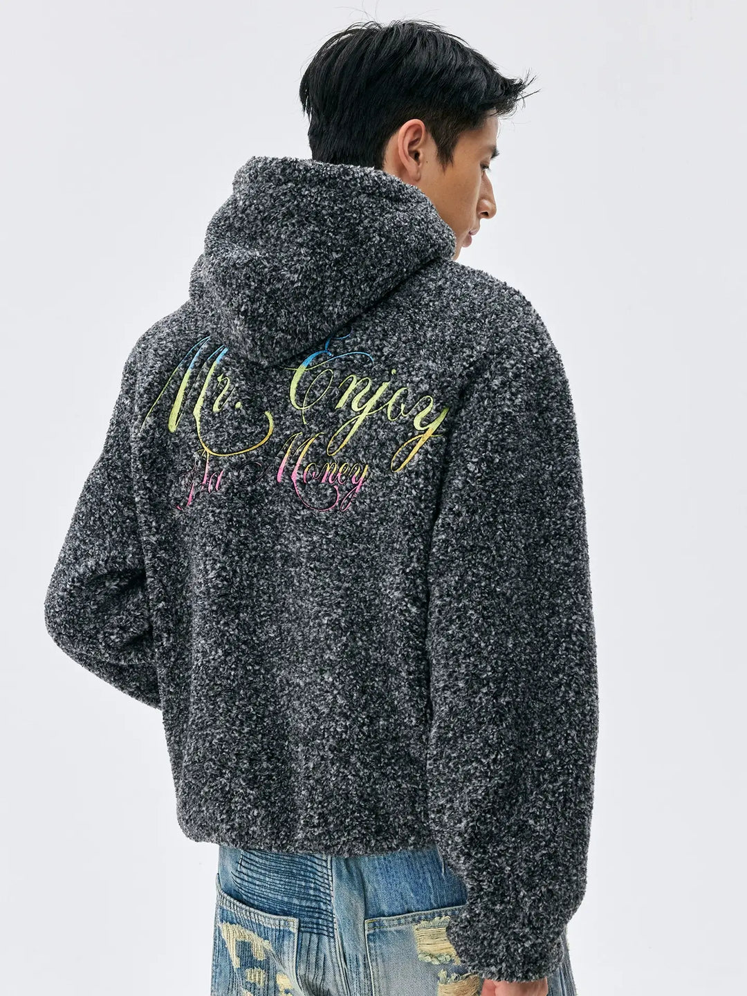 MEDM Gradient Embroidery Sherpa Fleece Hoodie | Face 3 Face