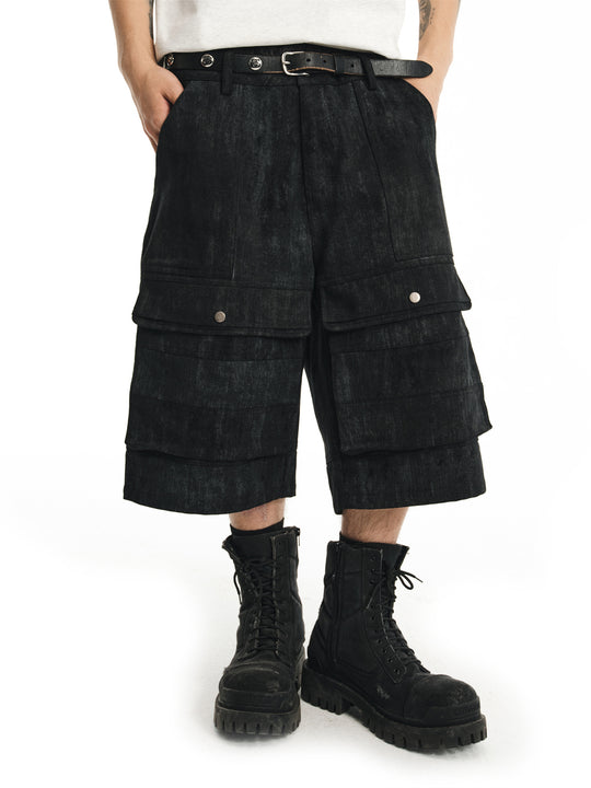 NOVACAM Camouflage & Black Baggy Work Cargo Shorts | Face 3 Face