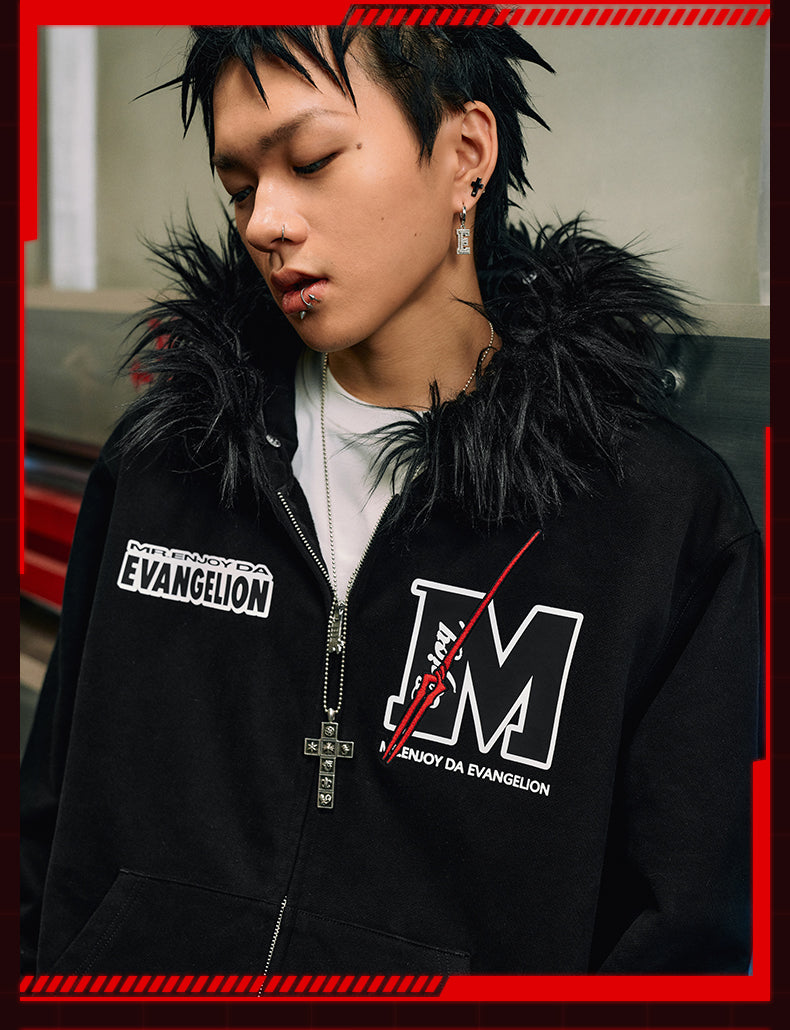 MEDM x EVA Lilith Removable Fur Zip-Up Hoodie | Face 3 Face