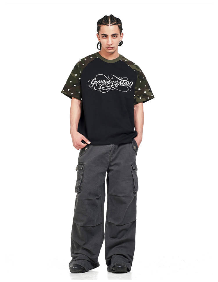 F3F Select Star Print Raglan Color Block Tee | Face 3 Face