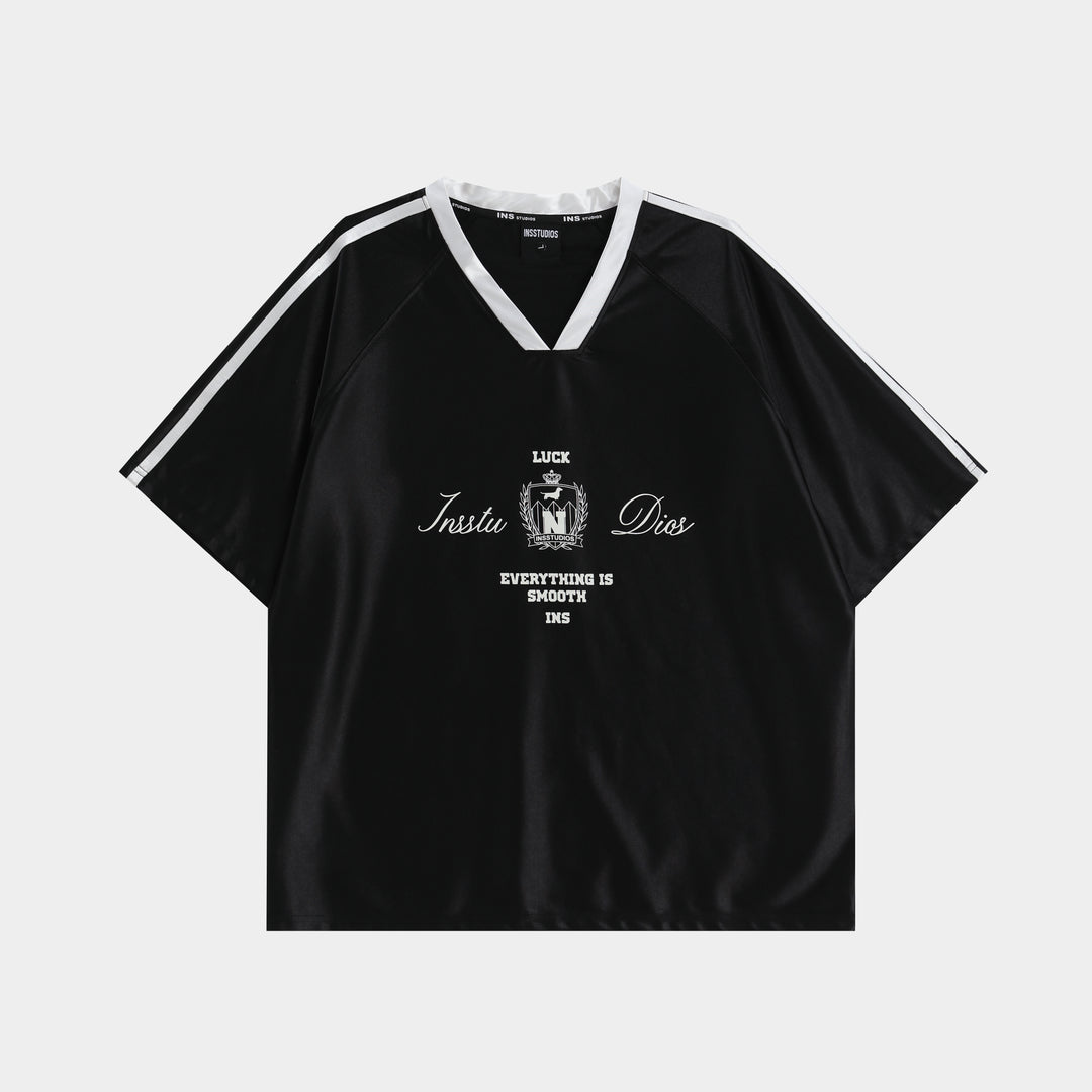 INSstudios Contrast Striped V-neck Soccer Jersey | Face 3 Face