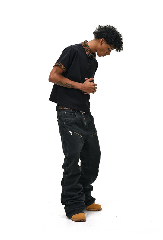 ANTIDOTE Studded Punk Zipper Flared Jeans | Face 3 Face