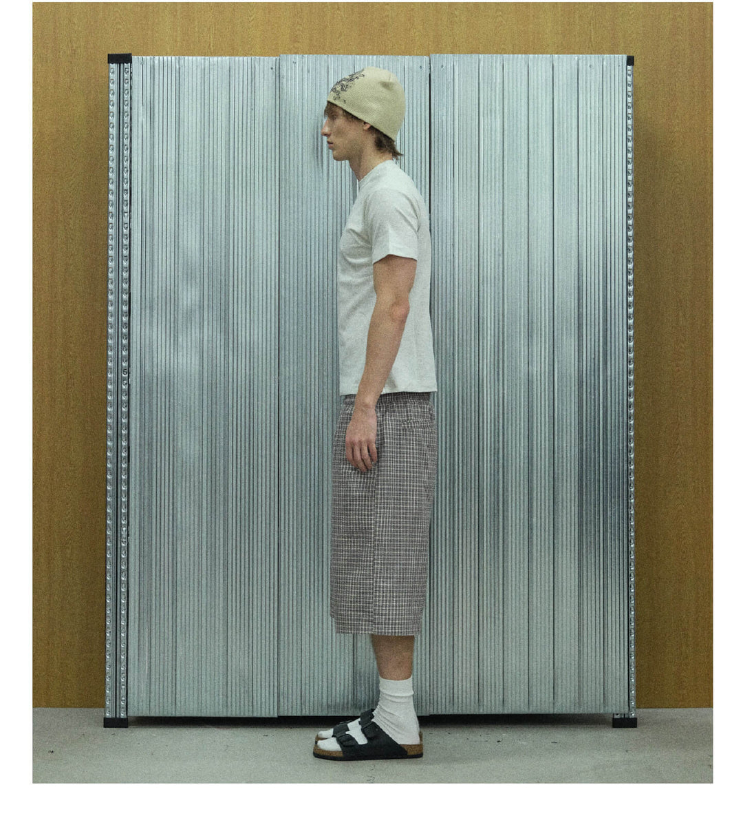 S45 Checkered Seersucker Baggy Shorts