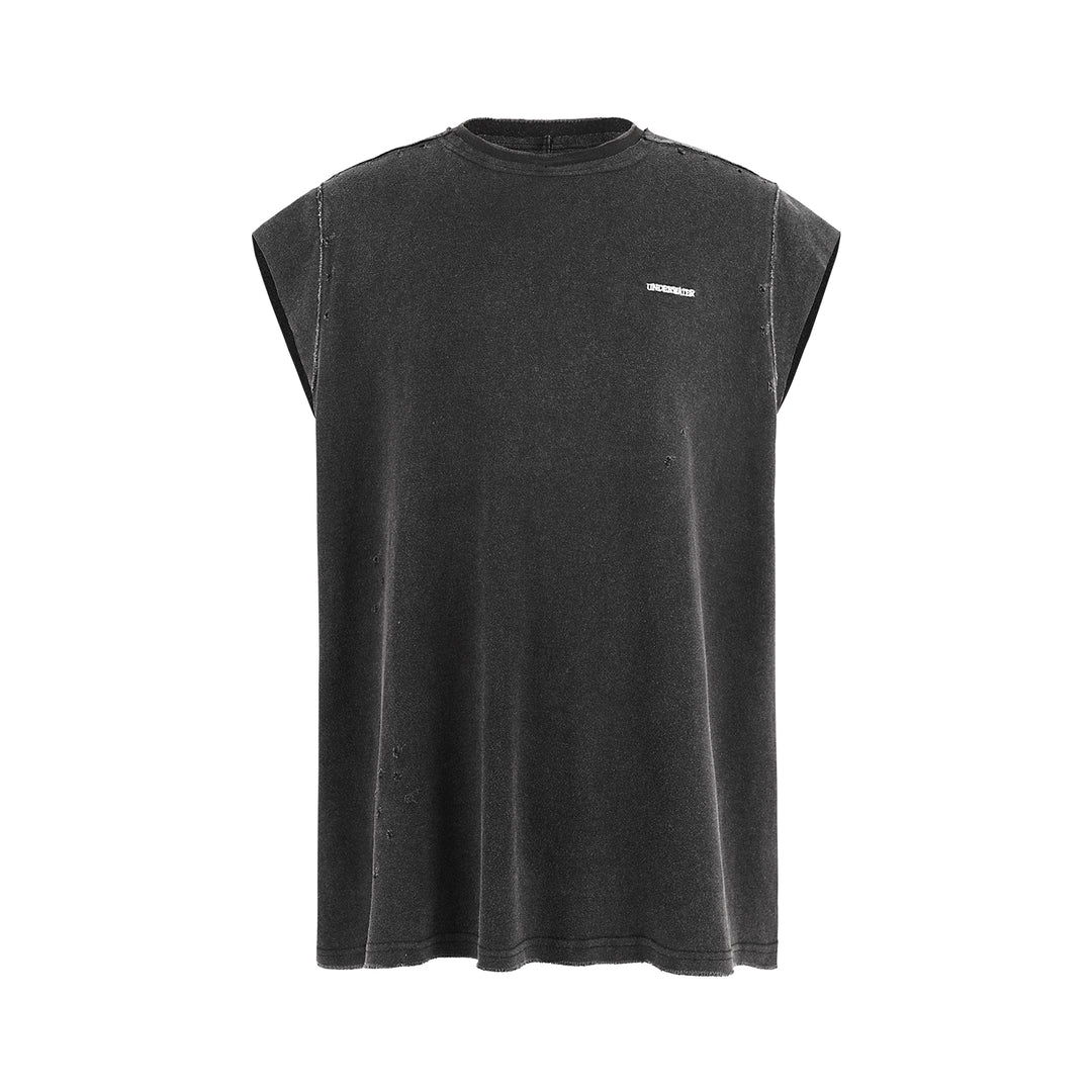 UNDERWATER Deconstructed Hand Damaged Sleeveless Tee Tank Top
