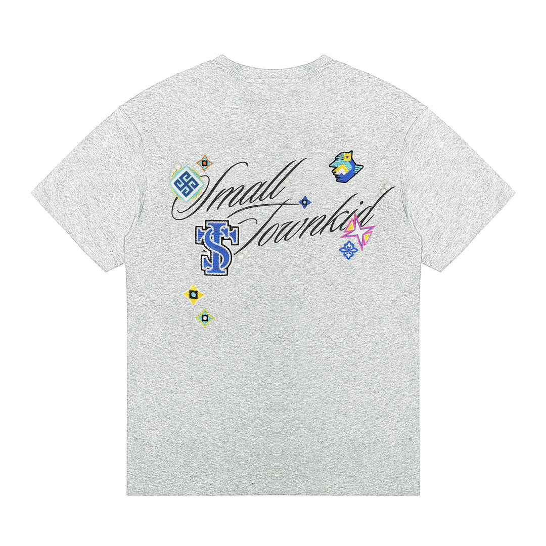 Small Town Kid Ethnic Patchwork Pearl Embellished Tee | Face 3 Face