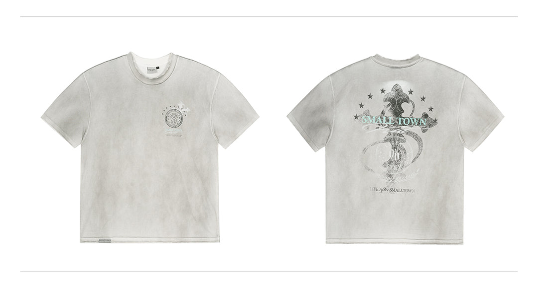 Small Town Kid Dirty Washed Star Cross Tee | Face 3 Face
