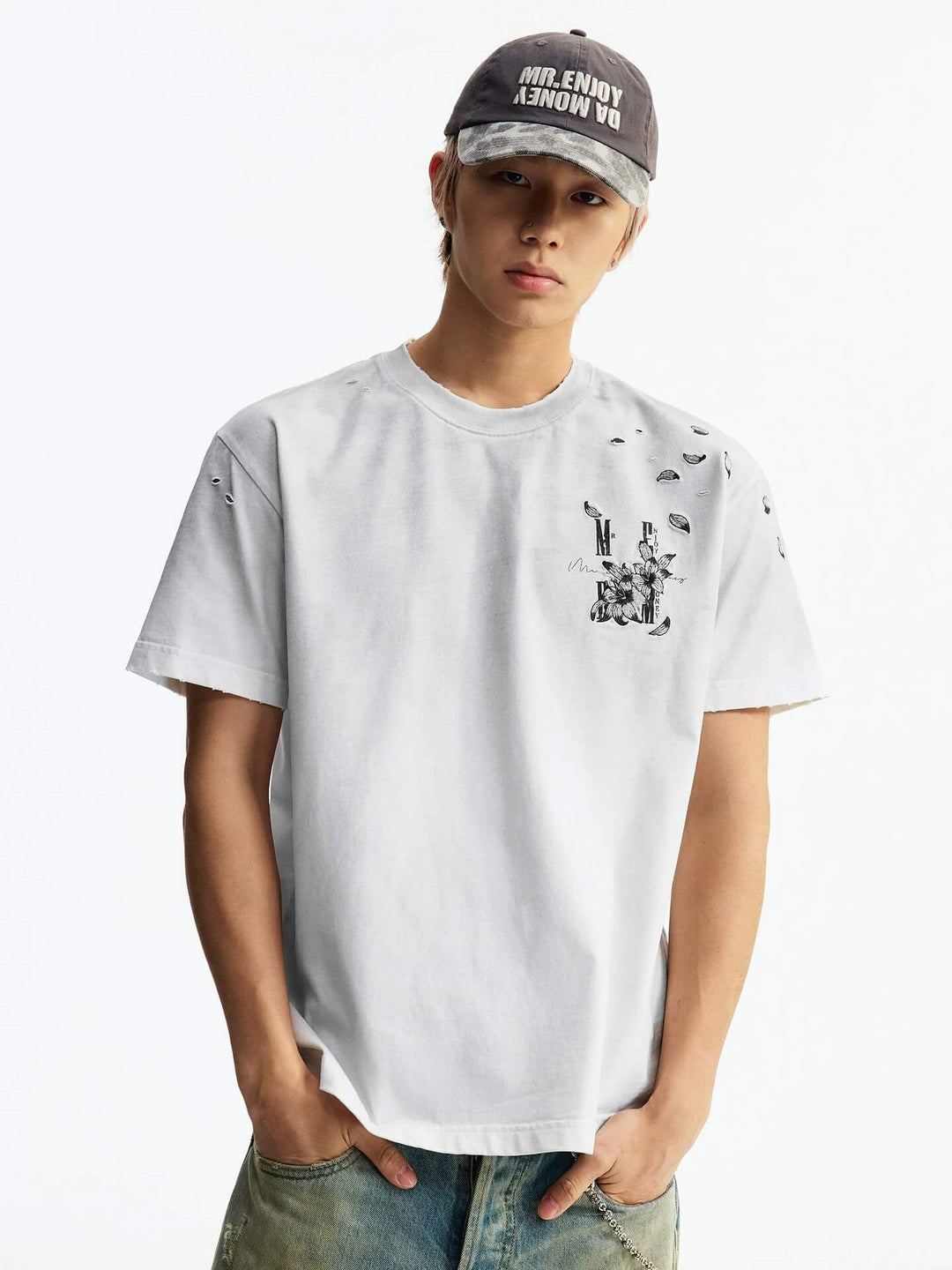 MEDM Washed Distressed Lily Logo Short Sleeve Tee | Face 3 Face