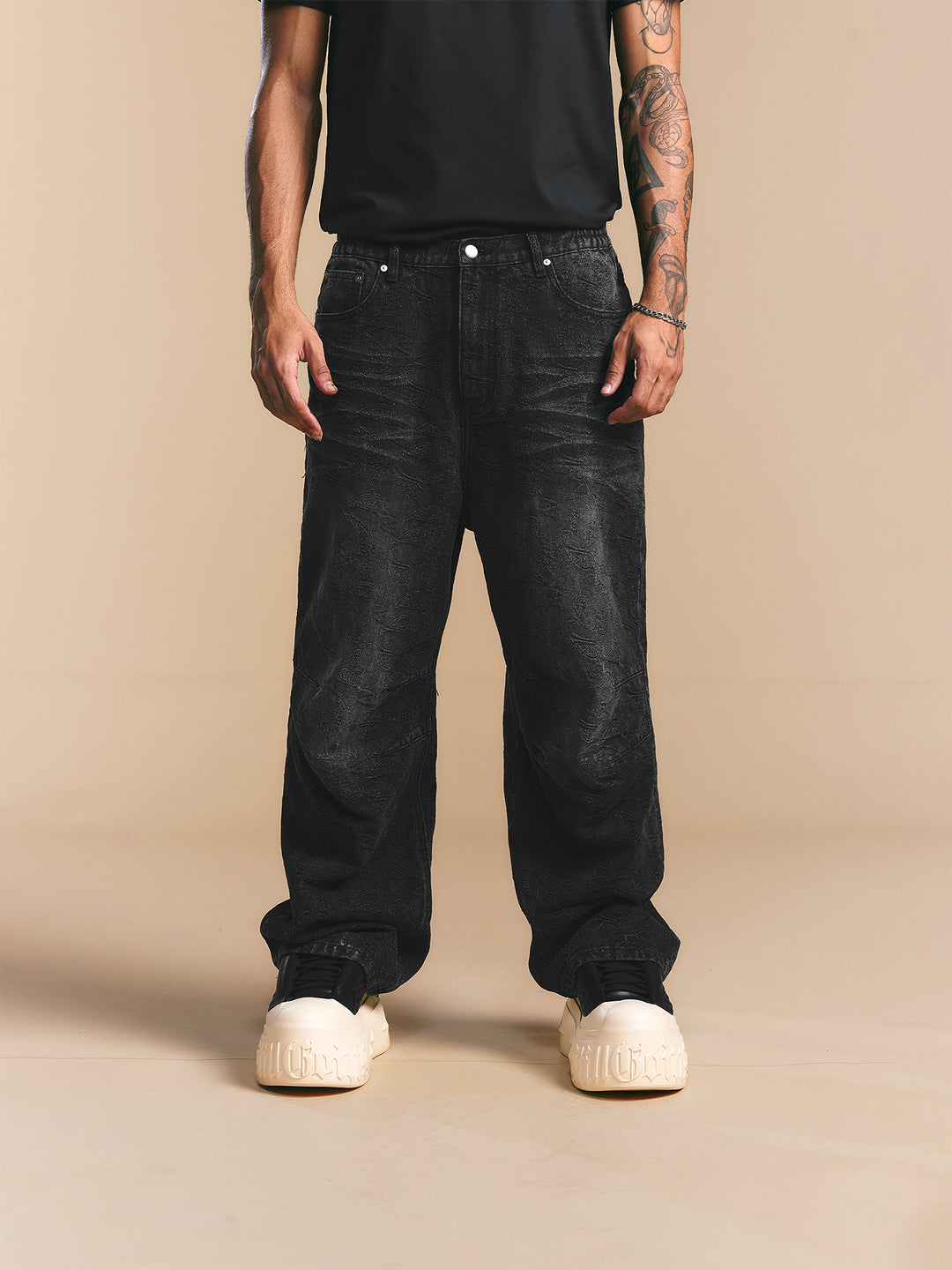 1807 Allover Paisley Washed Denim Jeans | Face 3 Face