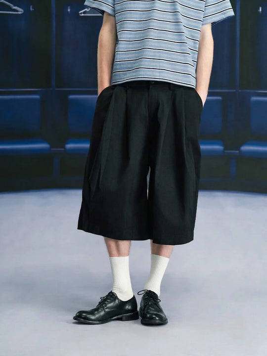 S45 3D Double Pleat Baggy Shorts | Face 3 Face