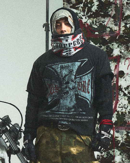 RUSURE Vintage Cross Skull Washed Tee | Face 3 Face