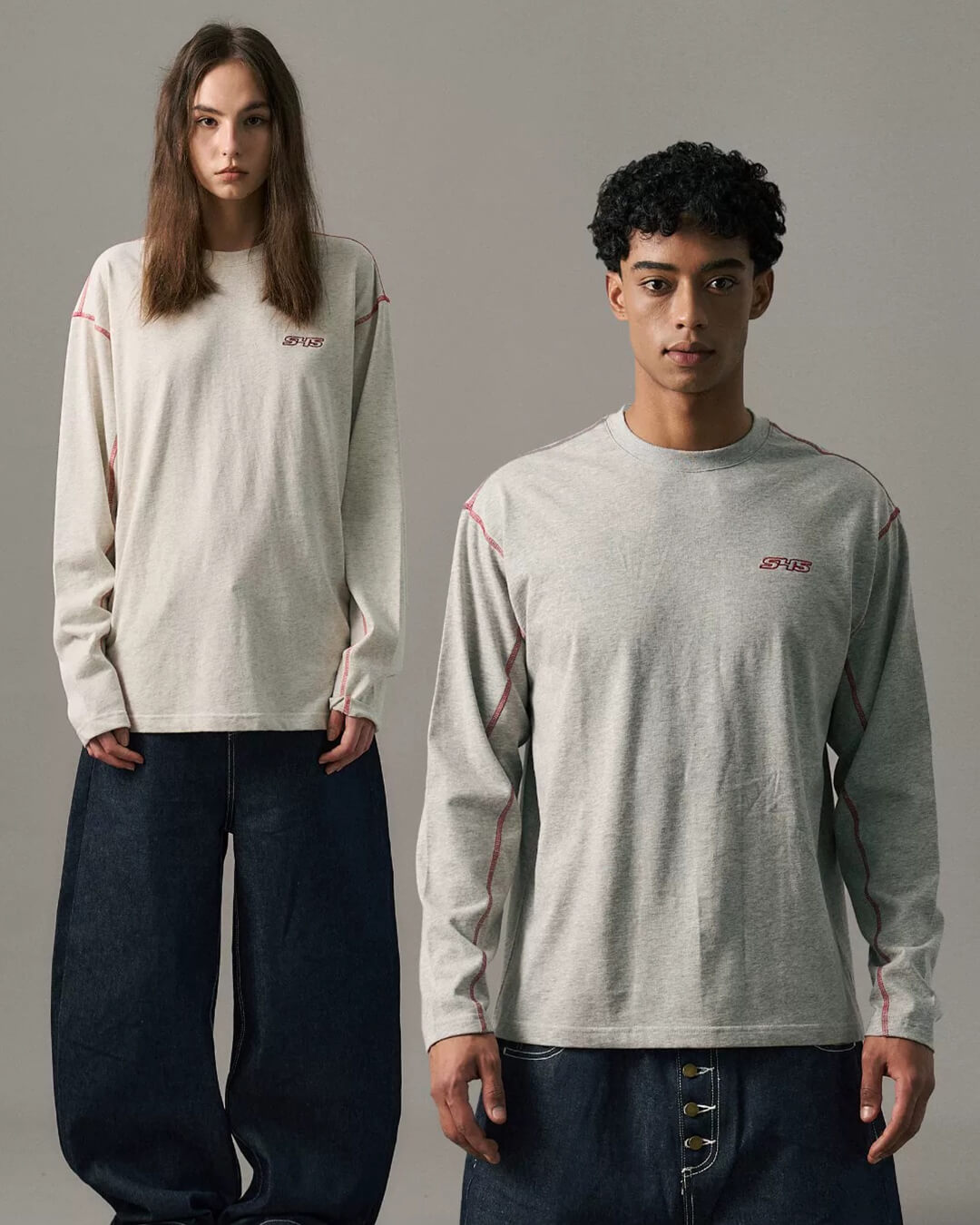 S45 Reverse Stitch Small Logo Long Sleeve Tee | Face 3 Face