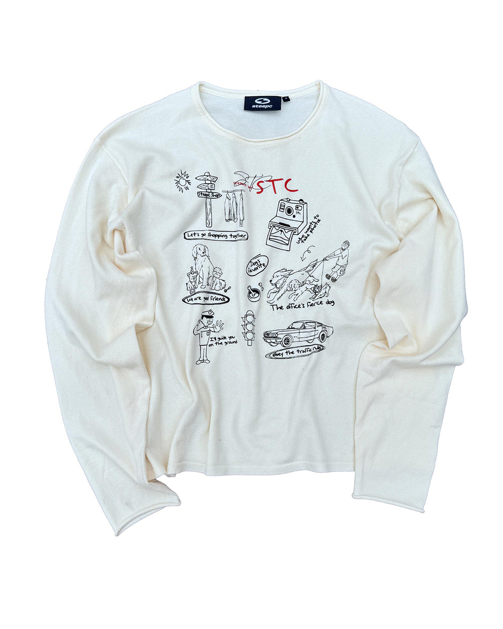 STEEPC Graffiti Print Boxy Long Sleeve Tee | Face 3 Face