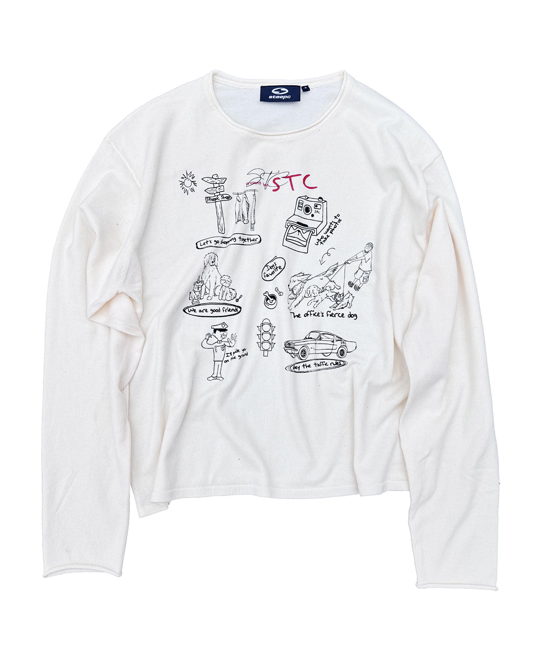 STEEPC Graffiti Print Boxy Long Sleeve Tee | Face 3 Face