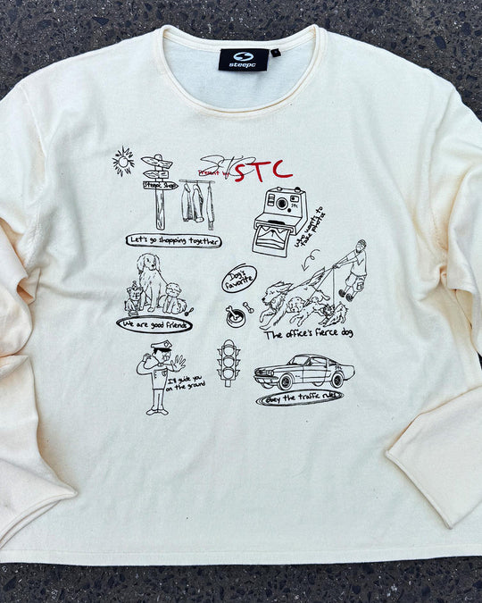 STEEPC Graffiti Print Boxy Long Sleeve Tee | Face 3 Face