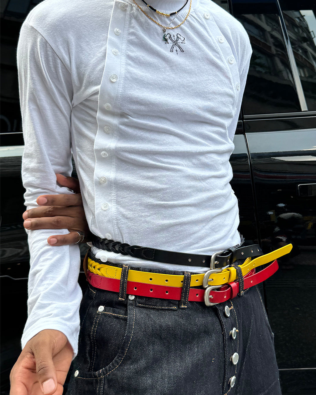 STEEPC Leather Braided Metal Buckle Belt | Face 3 Face