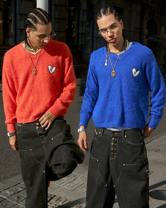 STEEPC Wool Blend Heart Patch Knit Sweater | Face 3 Face