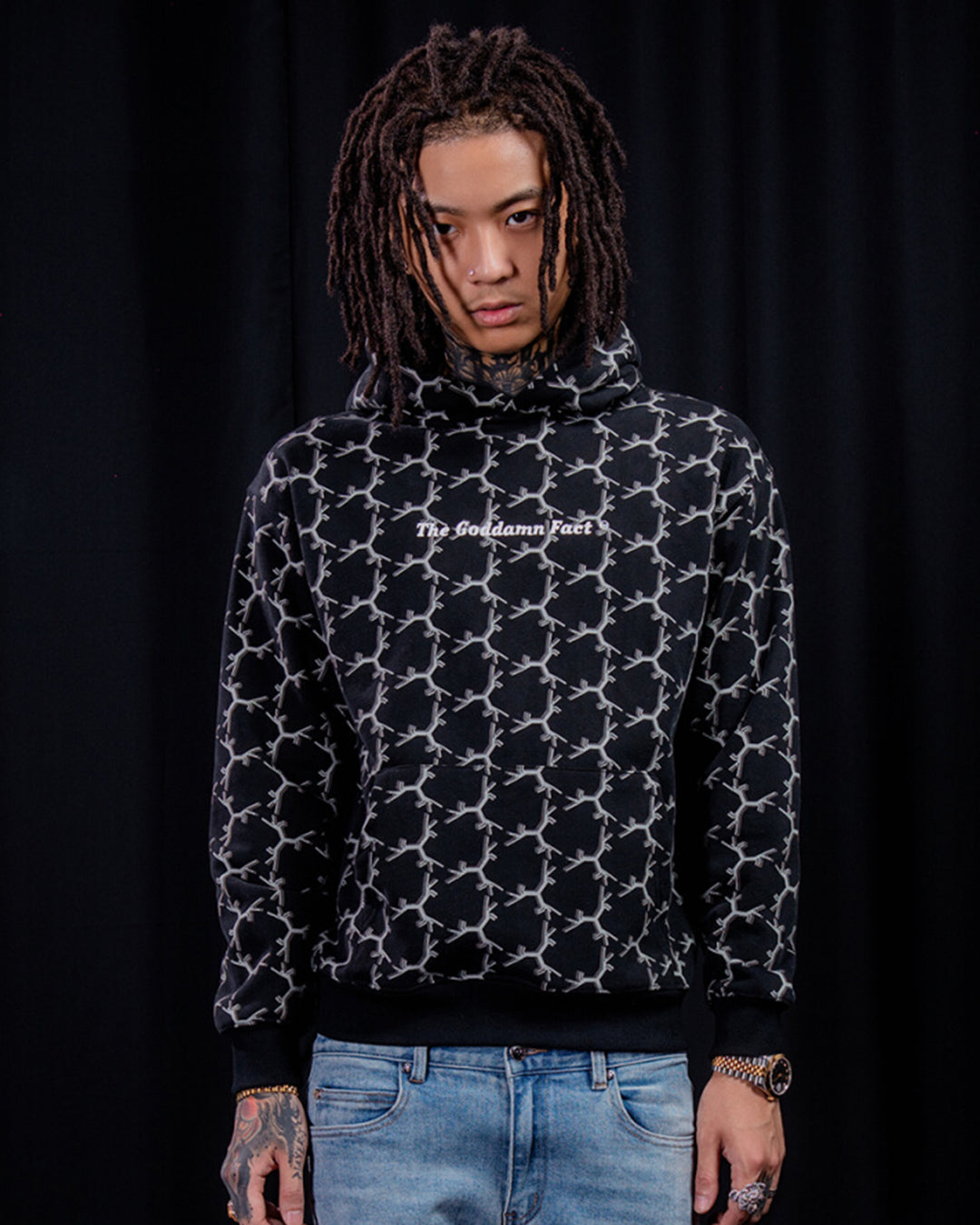 TGFCLUB Full Print Embroidered Hoodie | Face 3 Face