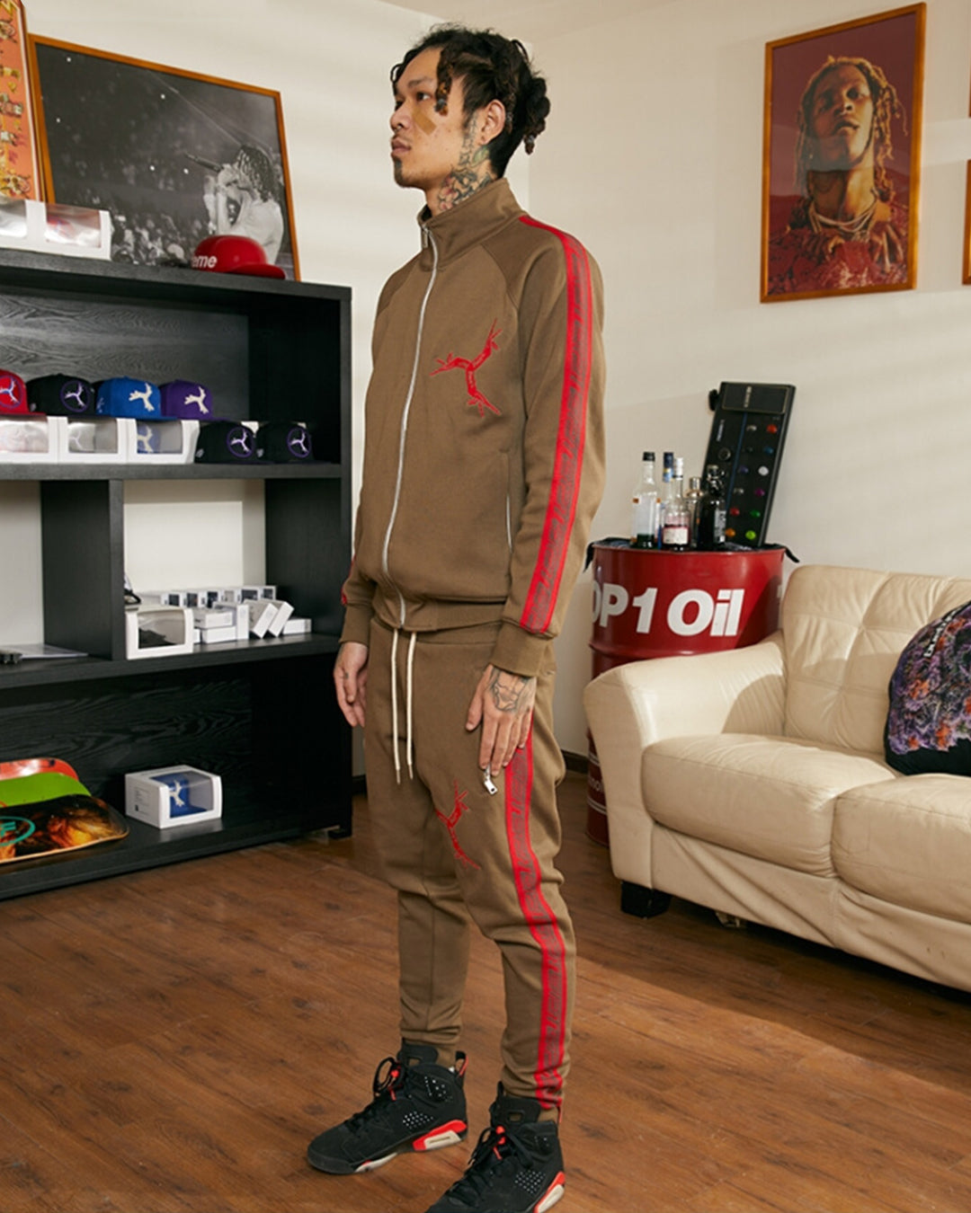 TGFCLUB Embroidered Logo Side Stripe Track Jacket and Track Pants | Face 3 Face