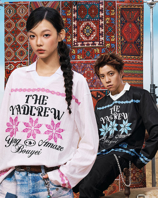 YADcrew Ethnic Pattern Long Sleeve Polo Jersey | Face 3 Face