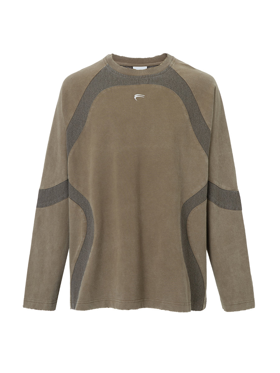F2CE Washed Destruction Contrast Color Long Sleeve Tee