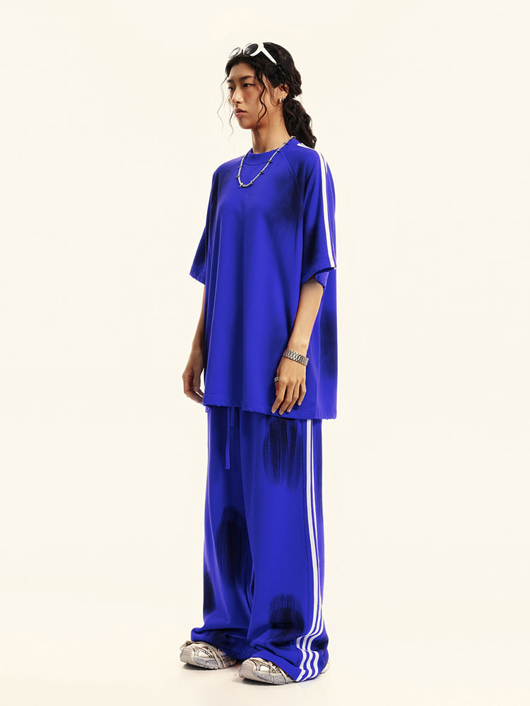 F3F Select Three Bars Spray Color Abrasion Wide Sweatpants