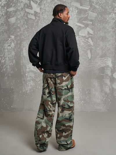 F3F Select Washed Brushed Camouflage Baggy Work Pants | Face 3 Face