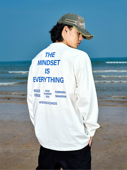 AFGK Mindset Slogan Printed Long Sleeved Tee