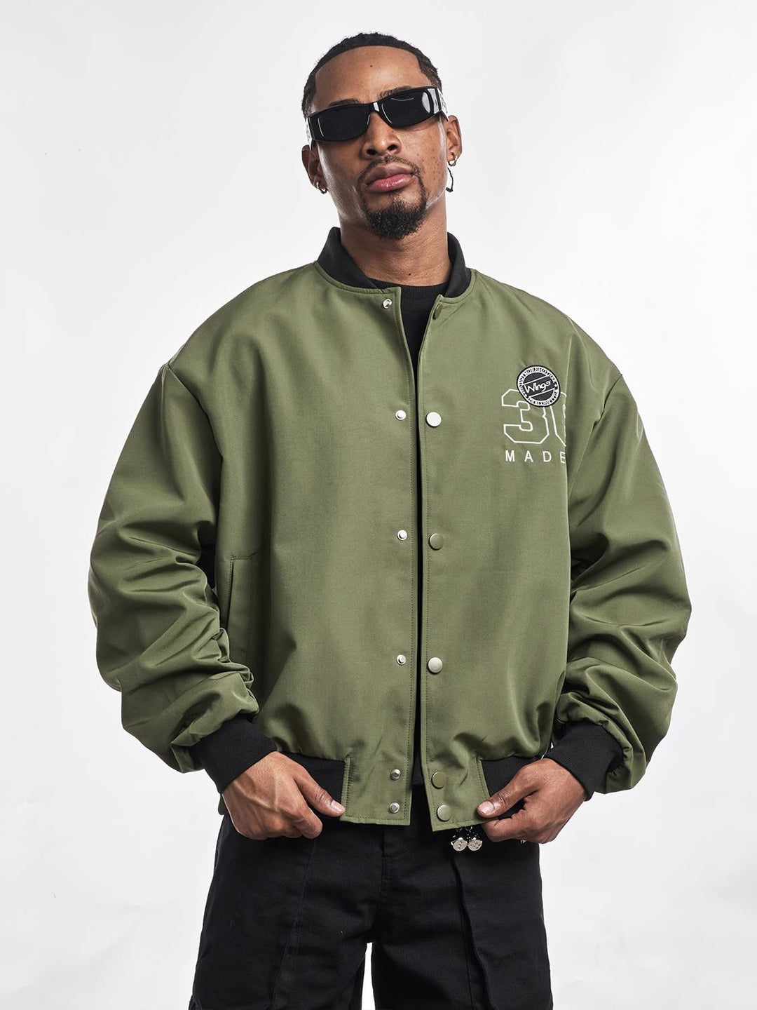 F3F Select Letter Embroidered Bomber Jacket | Face 3 Face