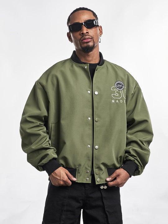F3F Select Letter Embroidered Bomber Jacket | Face 3 Face