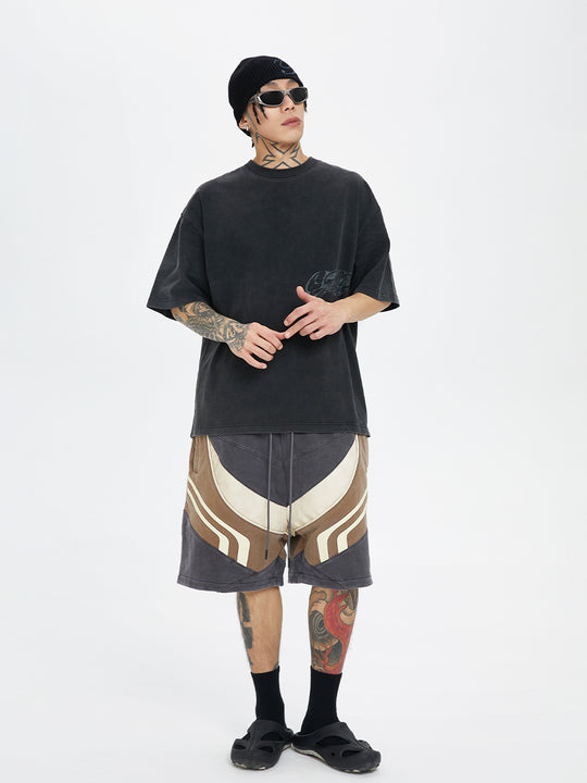 F2CE Distressed Stitching Contrast Sweat Shorts