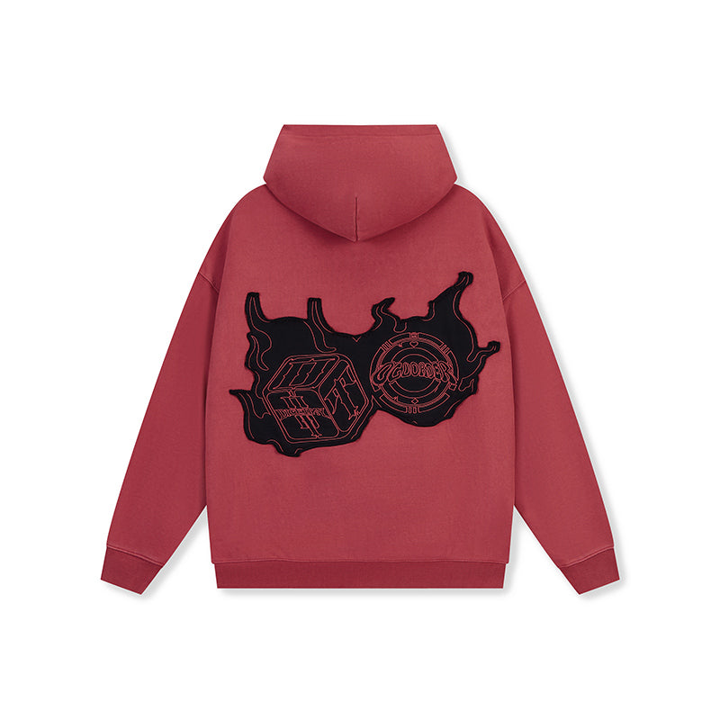 DICETINY x OLD ORDER Flame Dice Patch Hoodie | Face 3 Face