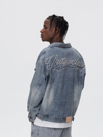 UNTILWERICH Old Washed Patchwork Embroidery Denim Jacket | Face 3 Face