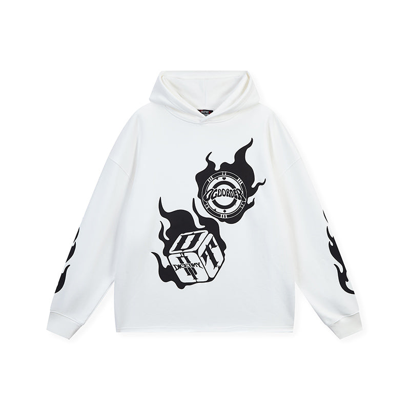 DICETINY x OLD ORDER Flame Dice Foam Printing Hoodie | Face 3 Face