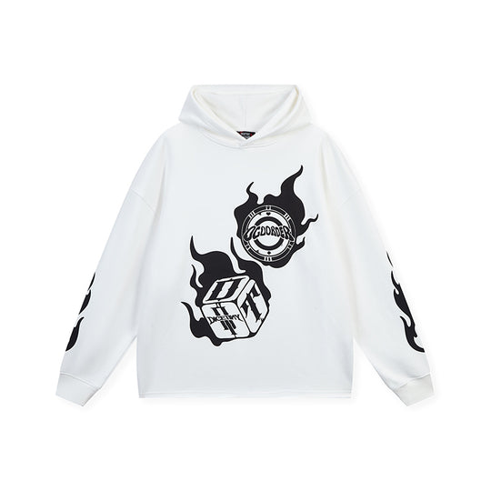 DICETINY x OLD ORDER Flame Dice Foam Printing Hoodie | Face 3 Face