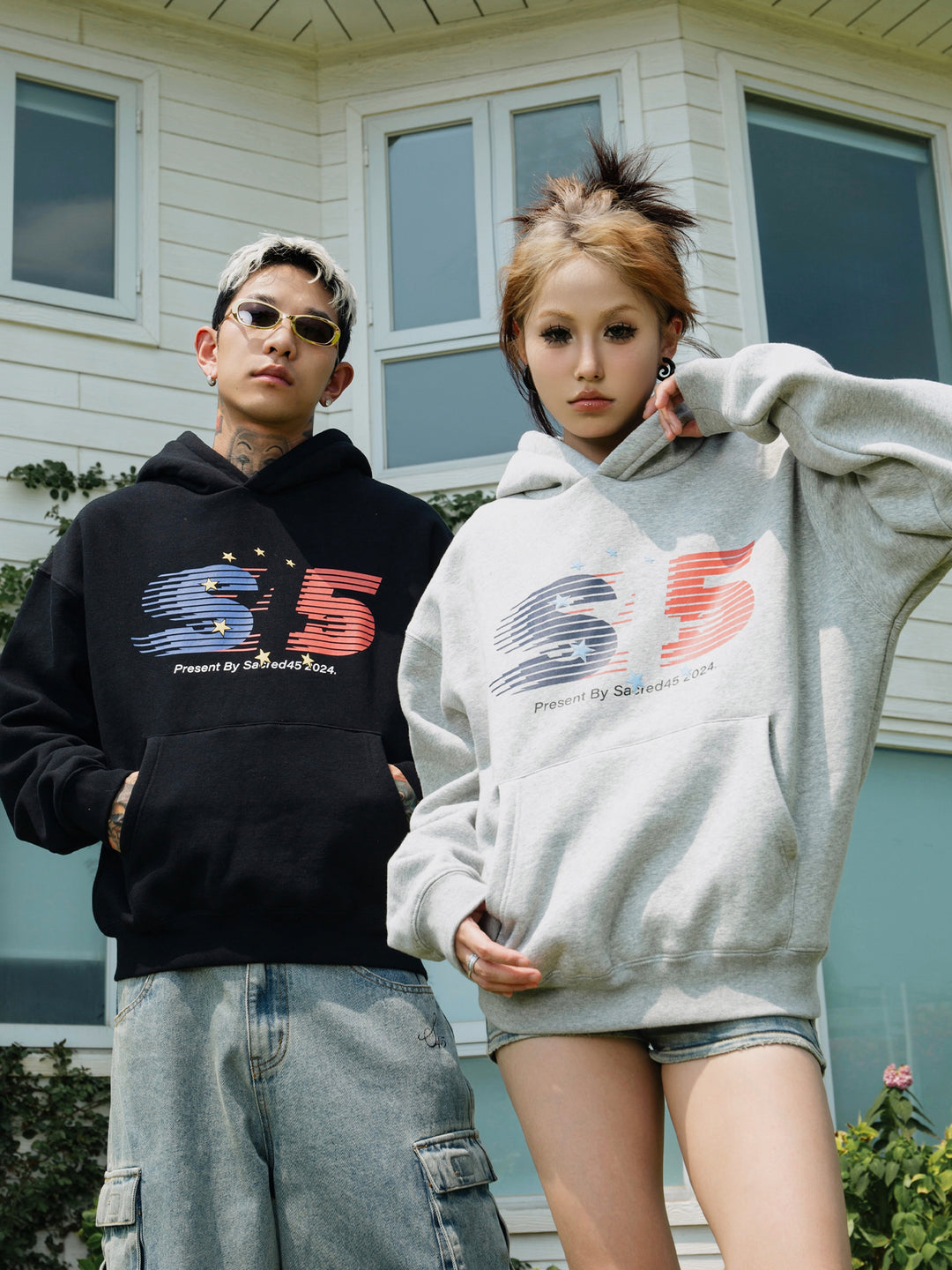 S45 Stripe Star Logo Hoodie | Face 3 Face
