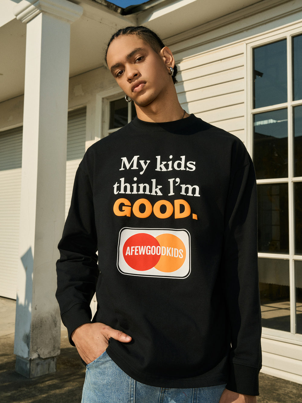 AFGK Slogan Printed Long Sleeve Tee