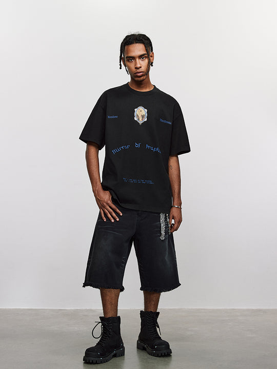 ANTIDOTE Washed Cat Whiskers Cut Off Shorts Denim Jeans