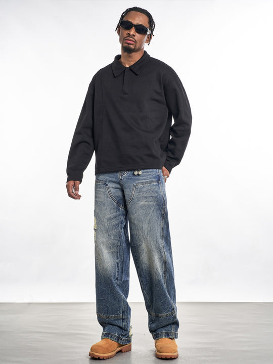 F3F Select Turquoise Studs Washed Double Knee Jeans | Face 3 Face