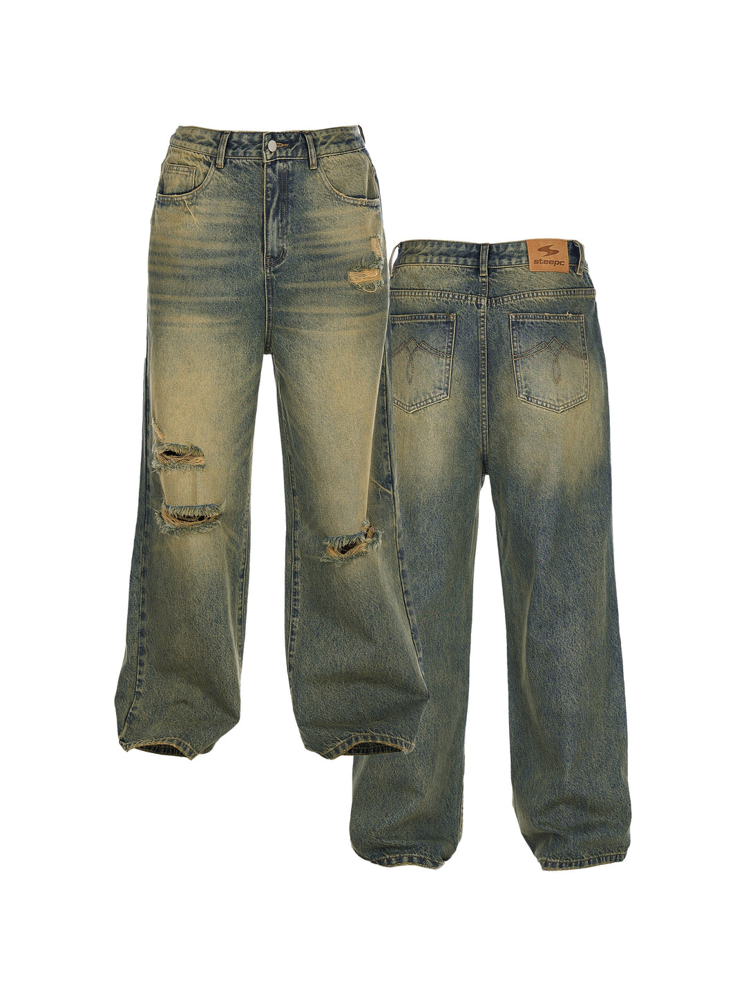 STEEPC Yellowed Vintage Washed Worn Jeans | Face 3 Face